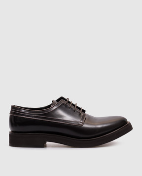 Brunello Cucinelli Коричневі шкіряні лофери з ланцюжком моніль MZDMTG302