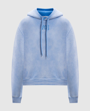 Alexander Wang Голубое утепленное худи с принтом логотипа 4CC3242108