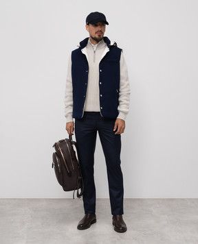 Brunello Cucinelli Сині штани з вовни з логотипом ME226I1780