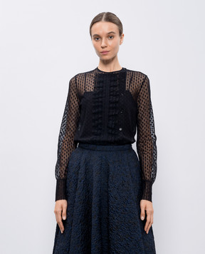 Christian Dior Чорна блуза з сітки з рюшами 111B59A8505