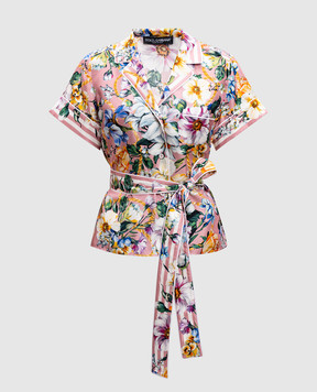 Dolce&Gabbana Розовая блуза из шелка в цветочный принт. F5G67THI1W4