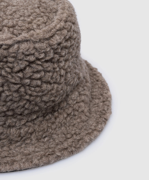 Jan Jan Van Essche Коричневая панама из овчины HAT9 изображение 3