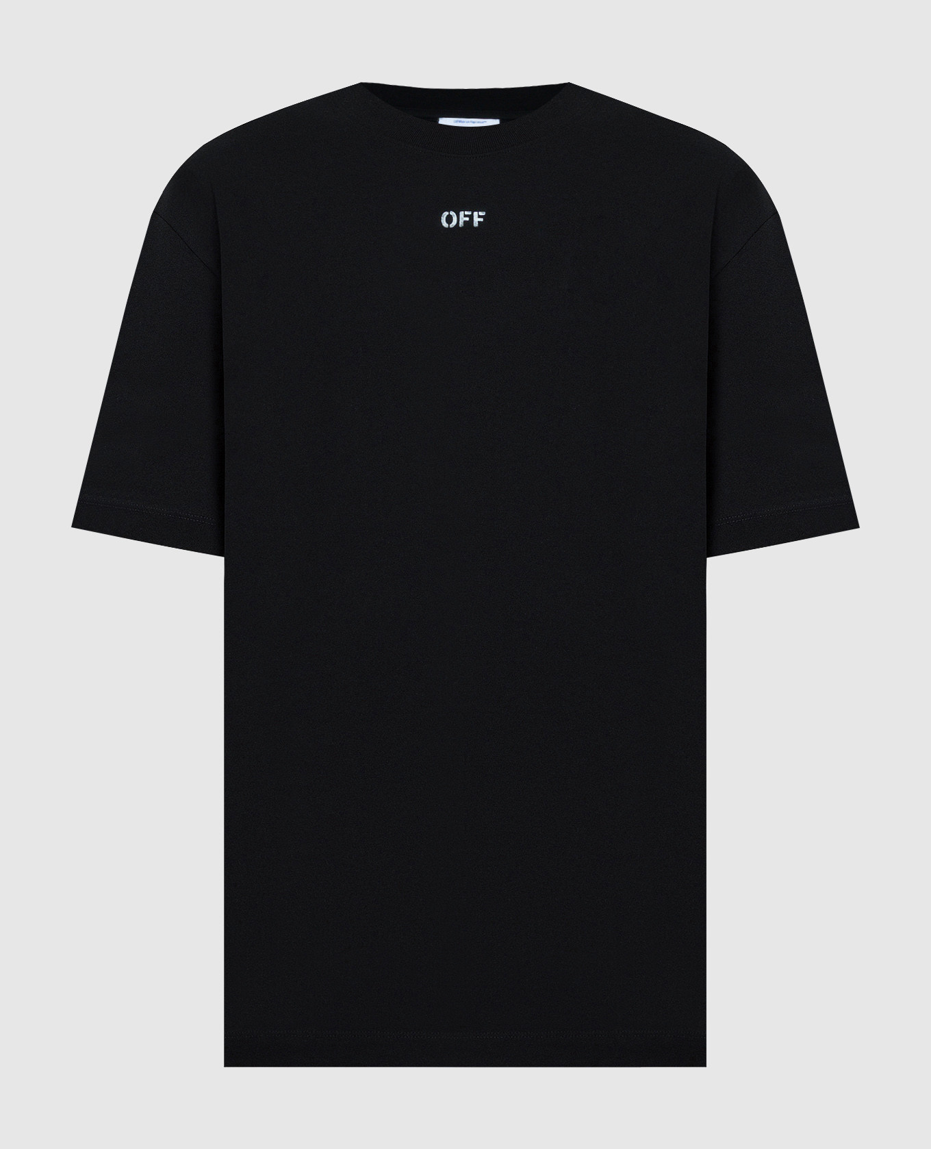 Czarny t-shirt z teksturowanym haftem