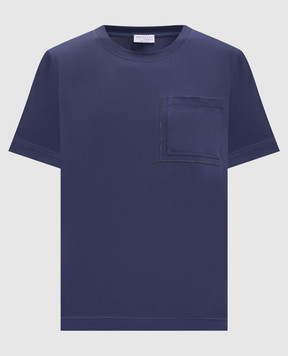 Brunello Cucinelli Синя футболка з ланцюжком моніль M0T81HA800