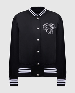 Off-White Черный бомбер с логотипом OWEK00FS25FAB001