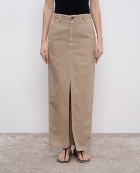 Brunello Cucinelli Бежева спідниця Chino з льоном ML996G3822