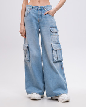 Off-White Голубые джинсы-карго с логотипом OWYB019S25DEN002