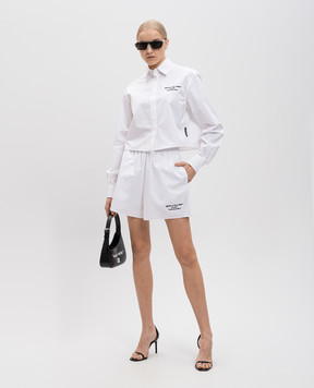 Off-White Біла укорочена сорочка з вишивкою логотипа OWGE02AS25FAB001