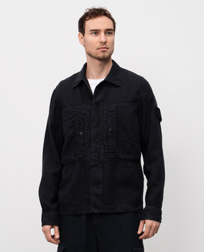 Stone Island Синяя рубашка из льна K1S151200010S00F8