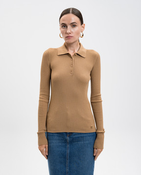 Dolce&Gabbana Коричневое поло с шерстью в рубчик FXZ39TJDVDC
