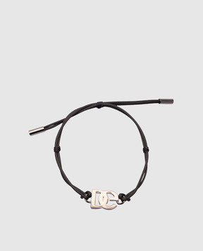 Dolce&Gabbana Чорний браслет-шнурок з монограмою логотипа DG WBR5M2W1111
