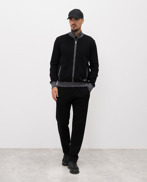 Bertolo Cashmere Черная спортивная куртка с шерстью 902087001965