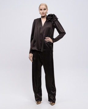 Magda Butrym Коричневі штани з шовком PANTS01151425