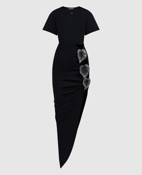 Giuseppe Di Morabito Milano Чорна сукня з аплікаціями у вигляді квітів 02SSDR36502295
