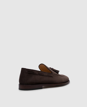 Brunello Cucinelli Коричневые замшевые лоферы с кистями MZUCCLB703