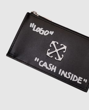 Off-White Черный кожаный картхолдер Jitney OWND047C99LEA001