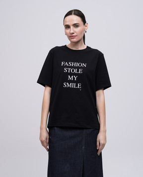 Victoria Beckham Черная футболка с надписью. 1322JTS004130A
