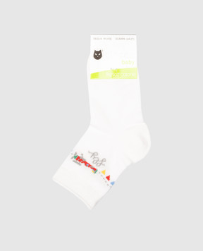RiminiVeste Дитячі білі шкарпетки Ciocca з візерунком 3390