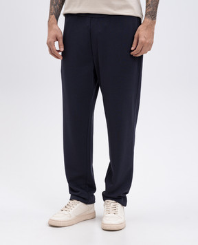 Moncler Синие спортивные брюки с логотипом K20918H0001489B3P