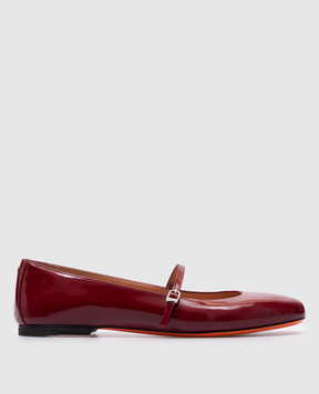 Santoni Бордовые кожаные лакированные балетки WAAH71319KI1NVHD