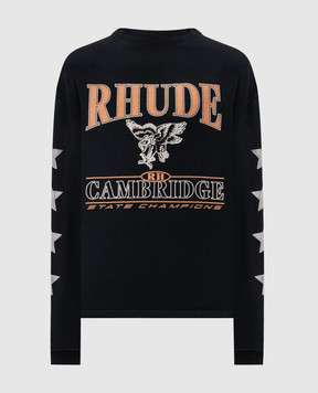 Rhude Чорний світшот Cambridge з принтом логотипа RHPF25TT15012