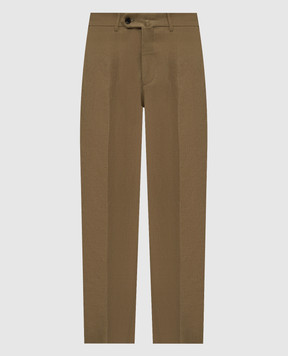 Loro Piana Брюки цвета хаки из льна FAO7210