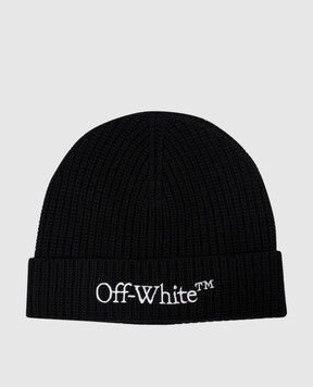Off-White Черная шапка из шерсти с вышивкой логотипа OMLC041C99KNI003