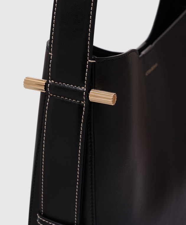 Victoria Beckham Черная кожаная сумка-хобо Dia с логотипом B125AAC006325A изображение 4