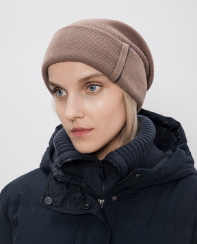 Brunello Cucinelli Коричнева шапка з кашеміру з ланцюжком моніль M12163199