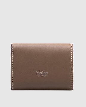 Max Mara Бежевый кожаный портмоне с логотипом COMPACTWALLET2