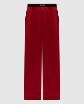 Tom Ford Червоні штани із шовку з логотипом PAW397FAX881