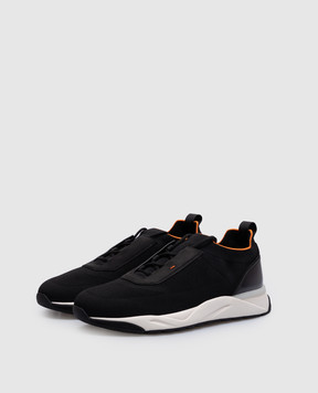 Santoni Чорні кросівки зі шкіряними вставками MBIO21601BINNHOD