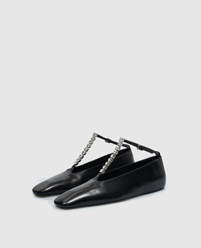 Jil Sander Чорні шкіряні балетки з кристалами J15WZ0021P4864