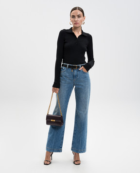 Dolce&Gabbana Черное поло с шерстью в рубчик FXZ39TJDVDC