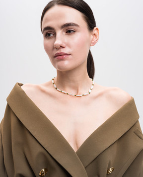 Shyla Белые бусы Bondi с позолотой 22 карат с бусинами BONDINECKLACE