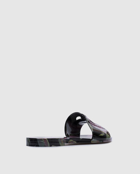 Dolce&Gabbana Черные лакированные шлепанцы в цветочный принт. CW2215A6L05