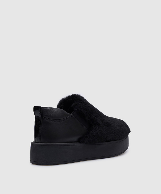Twinset Черные кожаные слипоны с мехом CA7THN изображение 3