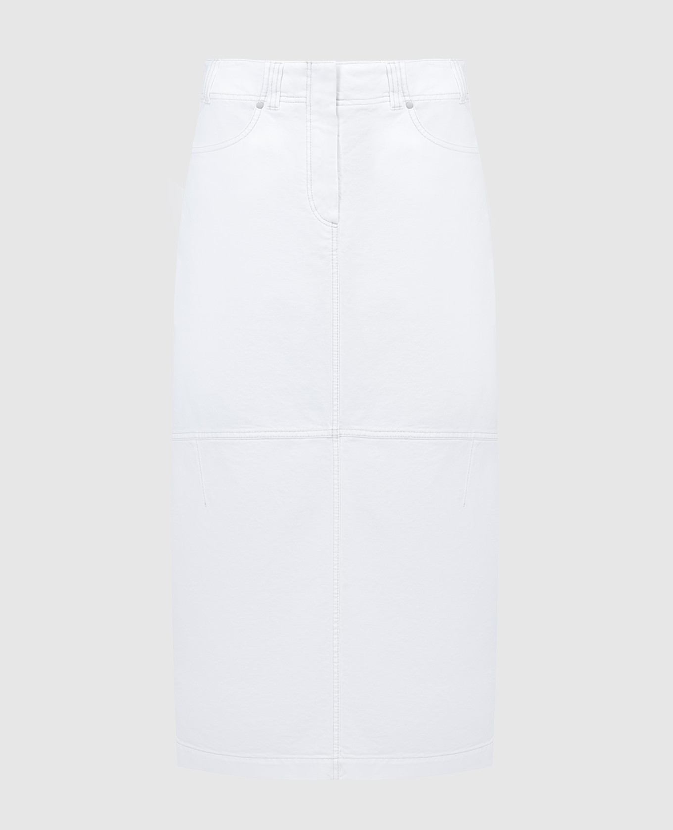 White midi denim skirt with logo
