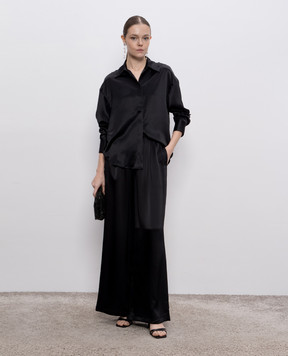 Jacob Lee Черные брюки из шелка WPS015SS25B