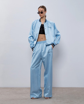 Off-White Блакитні штани з вишивкою логотипа OMCP003F24FAB004