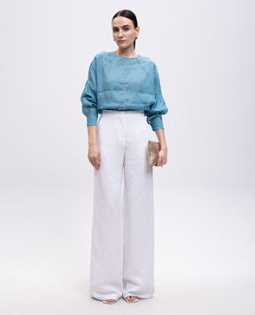 Max Mara Белые брюки VICARIO с льном VICARIO