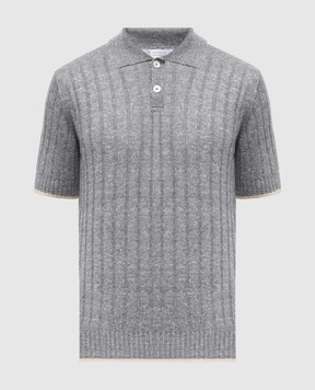 Brunello Cucinelli Серое поло с леном M2L707605