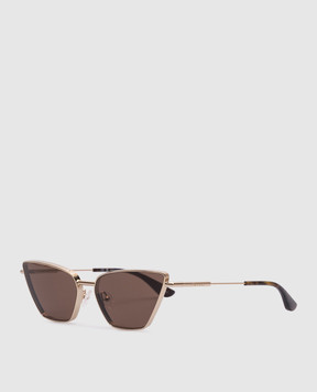 Alexander McQueen Золотые очки T-Bar Cat-Eye 821690I3330