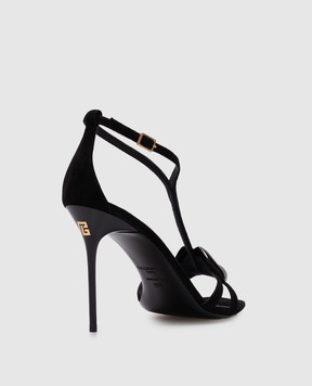 Balmain Чорні замшеві босоніжки Lips EN0UH127LCMK