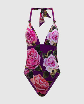 Dolce&Gabbana Фіолетовий купальник в квітковий принт O9A01JFSG9Q