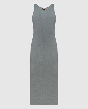 Valentino Серое меланжевое платье с металлическим логотипом V 4B3MJ05B8GE