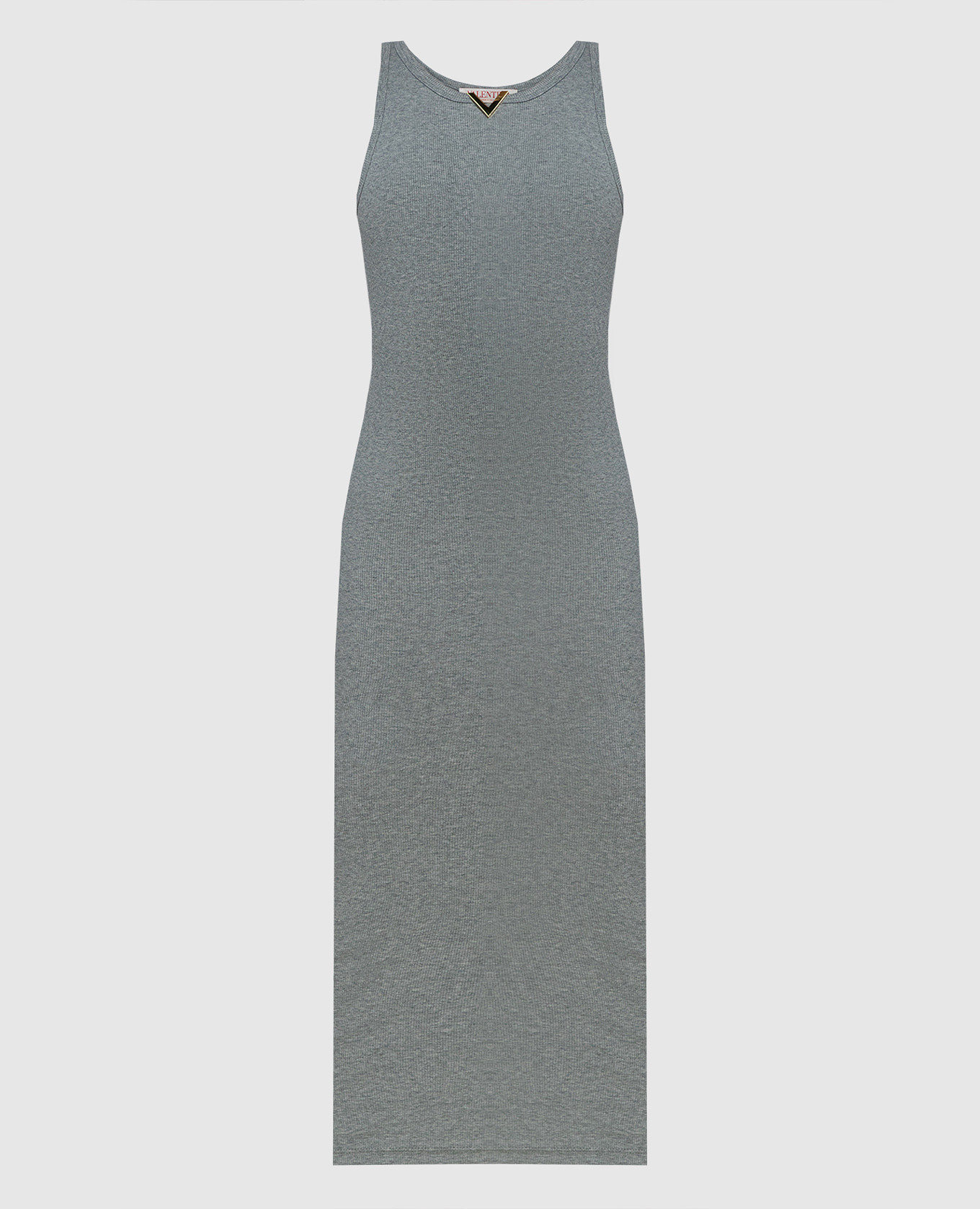 Gray melange dress with metallic V logo