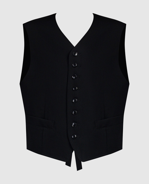 Black combined vest made of wool