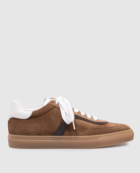 Brunello Cucinelli Коричневые замшевые кроссовки с цепочкой мониль MZSFG2908