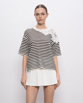 Ermanno Scervino Белая футболка с кашемиром в полоску D465L724APRETQ